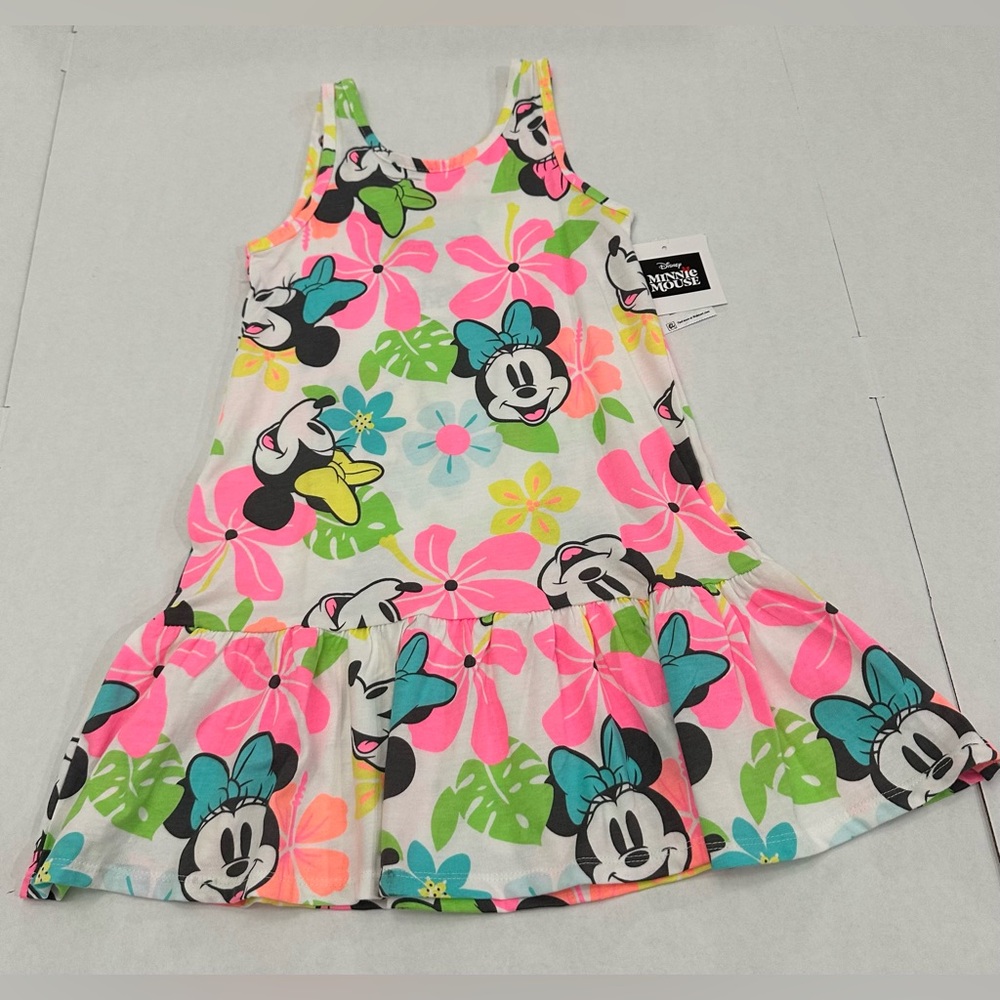 Minnie Mouse Girls Tank Floral Printed Dropwaist Dress, Size S 6/6x